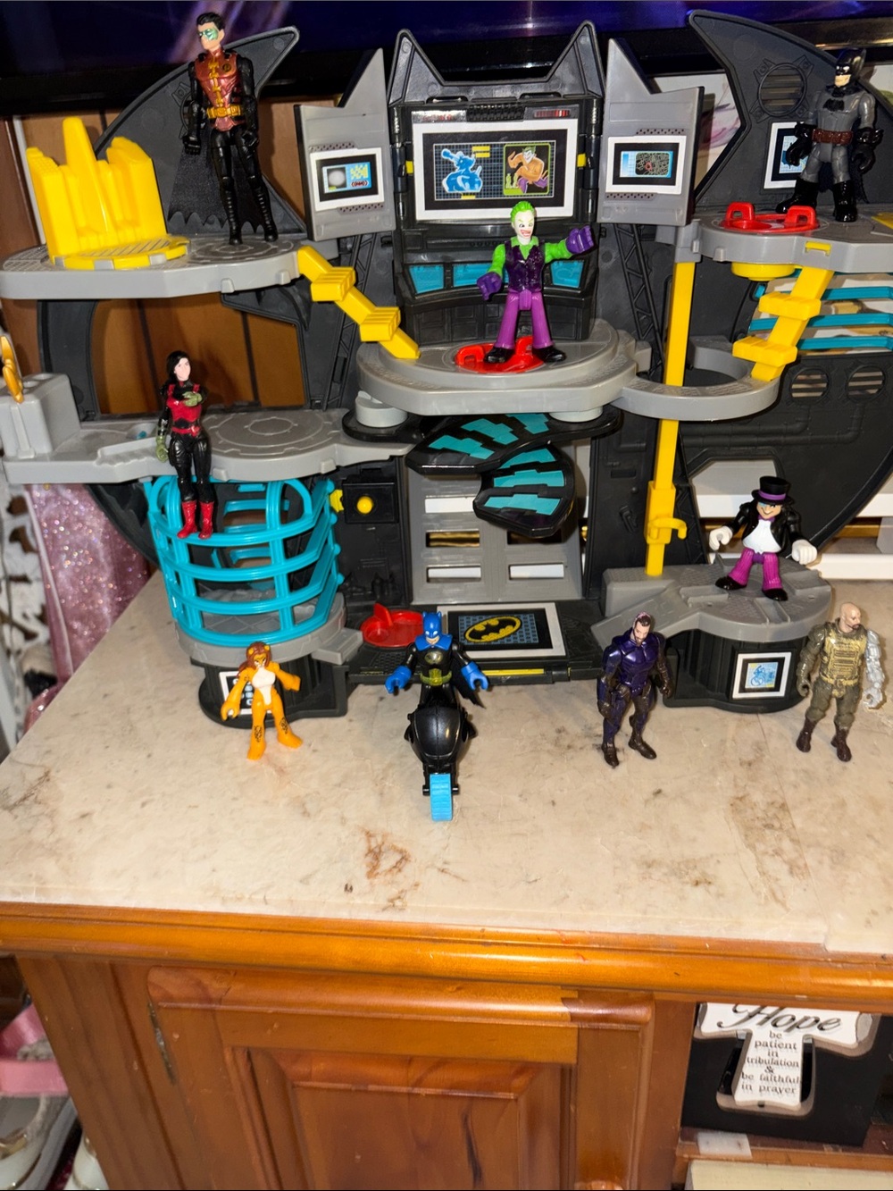 Batman Multi-Level Playset with Black, Gray, Blue, Yellow and Teal Accents
